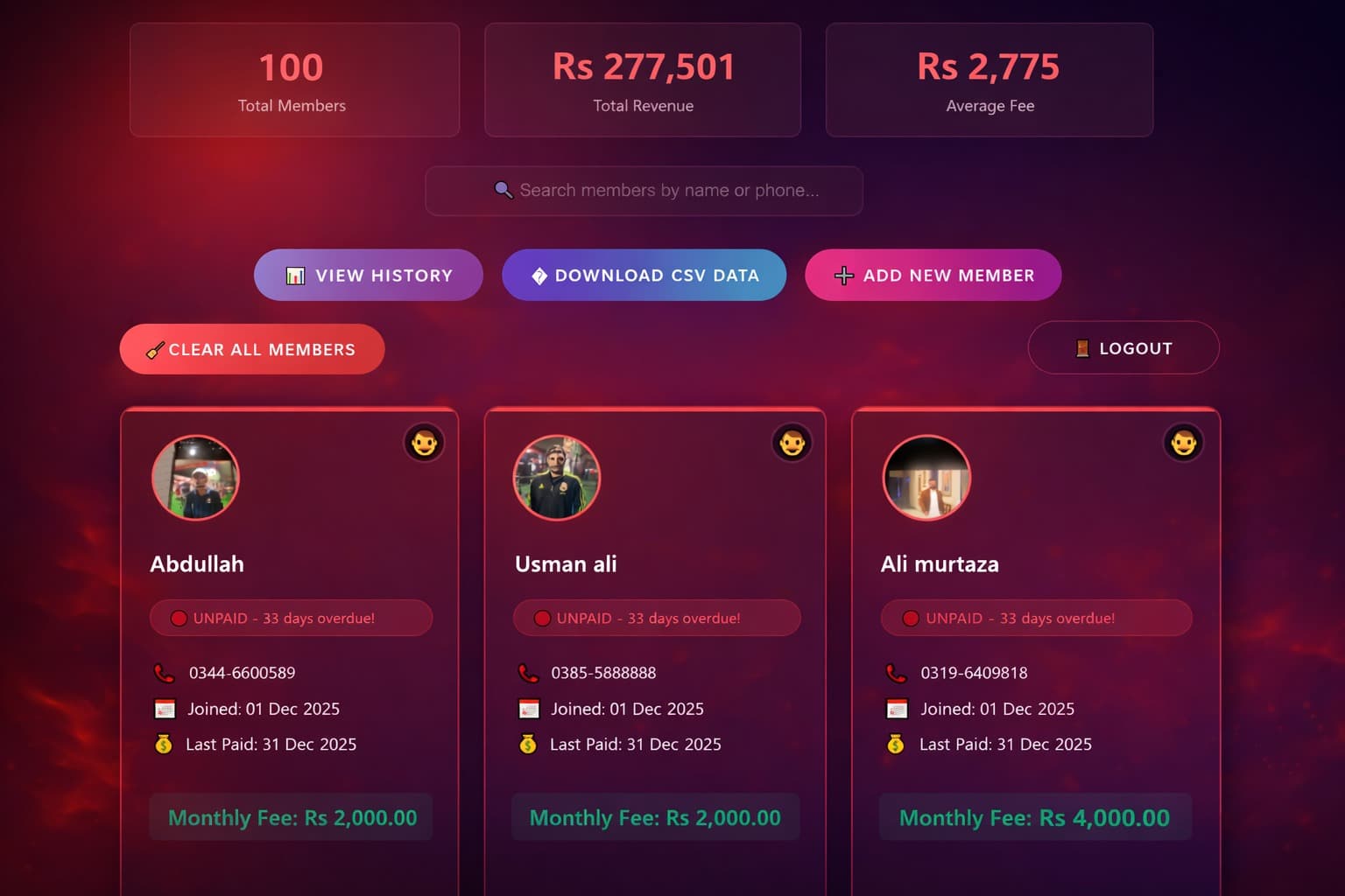 Gym Fees Manager 2